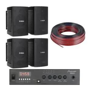 Kit Musica Funcional Parlantes Yamaha Exterior VS4 Interior Exterior Potencia ISMA y Cables