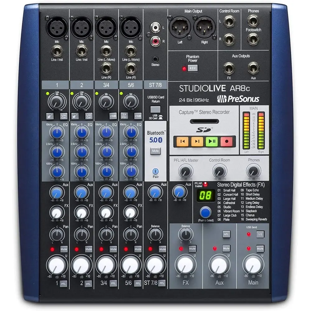 Mixer StudioLive Ar8c PRESONUS Bluetooth + Efectos