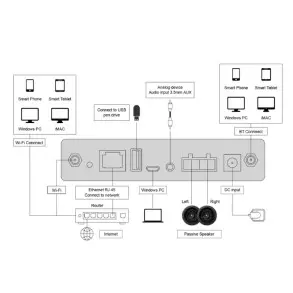 Amplificador Inteligente DSPPA AUDIO DW0235 Bluetooth Wi Fi USB 2x35W