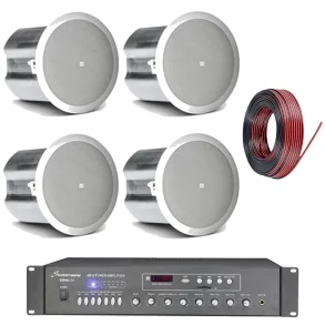 Pack JBL 4 Parlantes JBL Control 14 Techo 4"+ Potencia + Cable