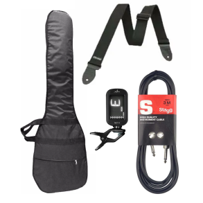 Pack Accesorios Para Bajo Electrico Funda Afinador Correa Cable Plug