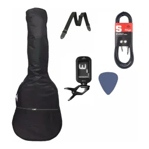 Pack Accesorios Para Guitarra Electrica Funda Afinador Correa Cable Plug