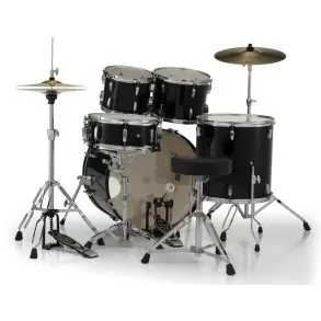 Bateria Pearl Roadshow 5 Cuerpos Bombo 22 Fierros + Platillos Jet Black