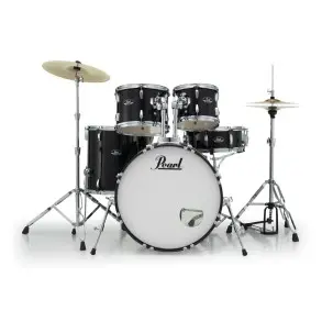 Bateria Pearl Roadshow 5 Cuerpos Bombo 22 Fierros + Platillos Jet Black