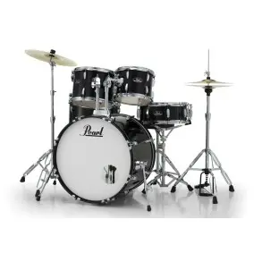 Bateria Pearl Roadshow 5 Cuerpos Bombo 22 Fierros + Platillos Jet Black