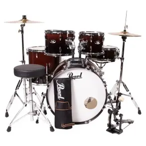 Bateria Pearl Roadshow 5 Cuerpos Bombo 22 Fierros + Platillos Garnet Fade