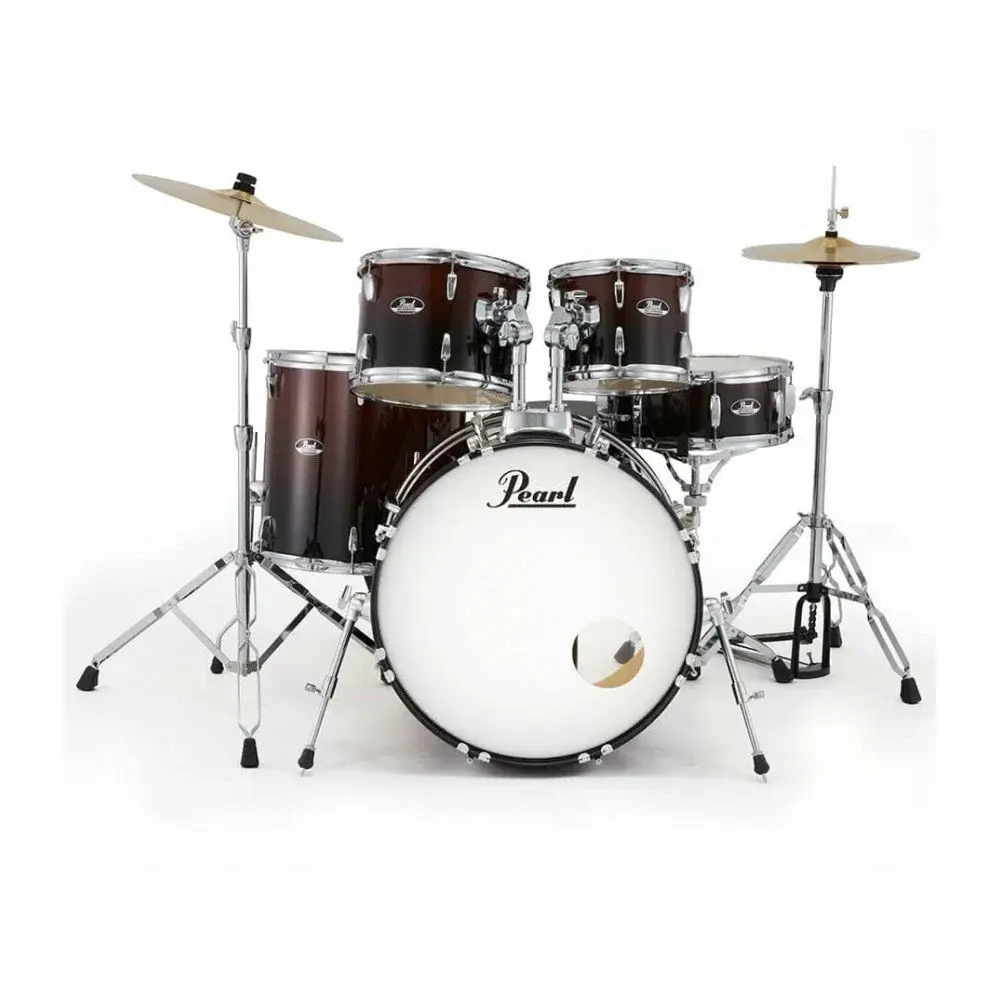 Bateria Pearl Roadshow 5 Cuerpos Bombo 22 Fierros + Platillos Garnet Fade