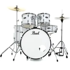 Bateria Pearl Roadshow 5 Cuerpos Bombo 22 Fierros + Platillos White