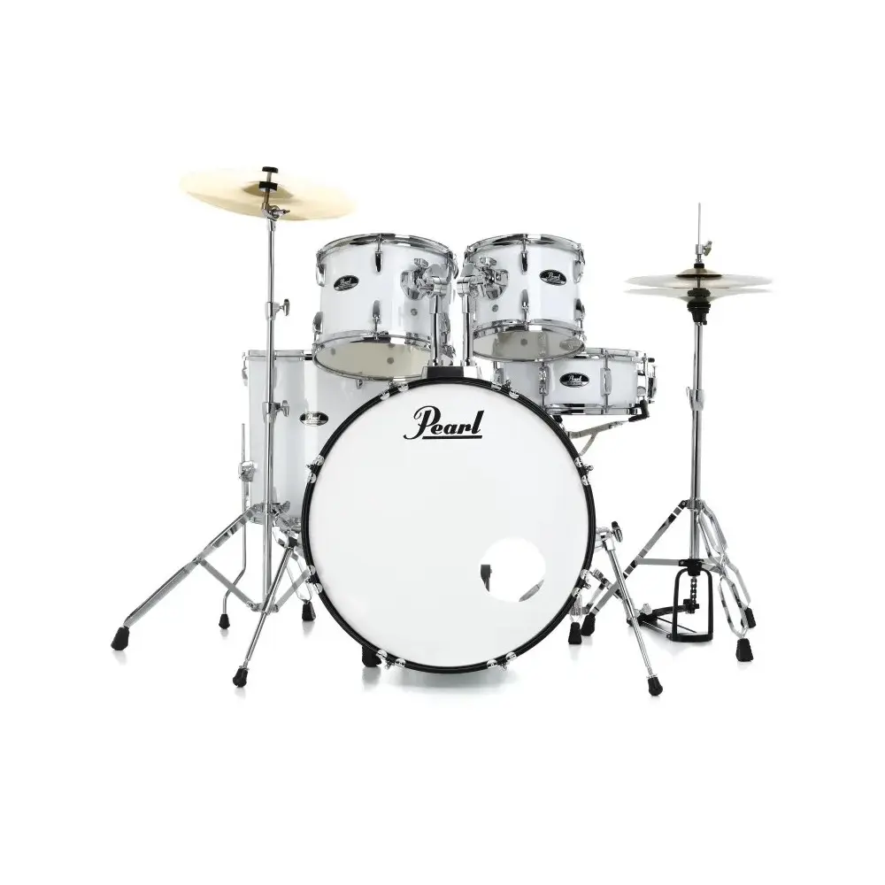 Bateria Pearl Roadshow 5 Cuerpos Bombo 22 Fierros + Platillos White