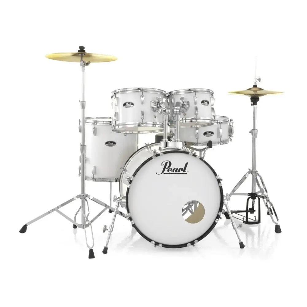 Bateria Pearl Roadshow 5 Cuerpos Bombo 22 Fierros + Platillos White