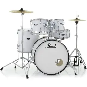 Bateria Pearl Roadshow 5 Cuerpos Bombo 22 Fierros + Platillos White