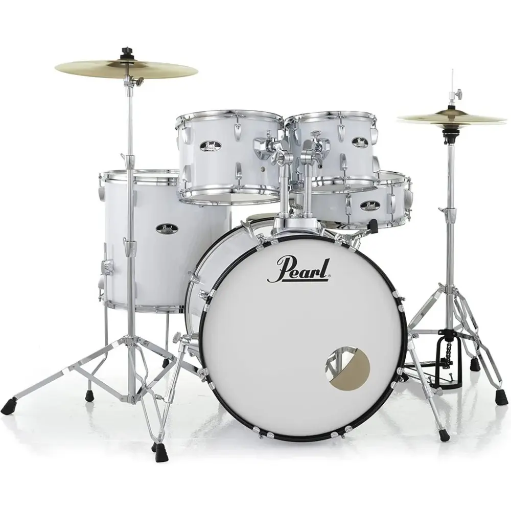 Bateria Pearl Roadshow 5 Cuerpos Bombo 22 Fierros + Platillos White