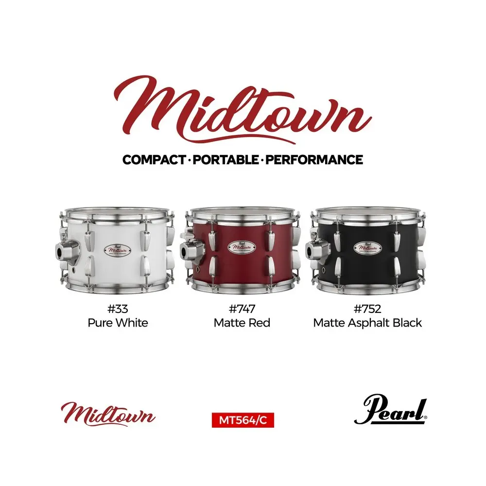 Bateria Pearl Midtown 4 Cuerpos Bombo 16 MT564 White