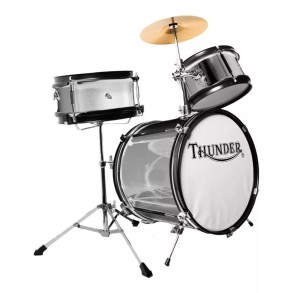 Bateria 3 Cuerpos  Bombo 12 con Banqueta Color Gris Sparkle