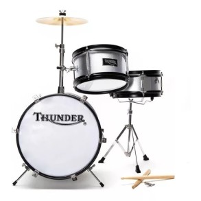 Bateria 3 Cuerpos  Bombo 12 con Banqueta Color Gris Sparkle