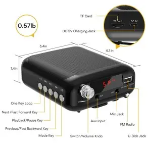 Parlante Amplificador Portatil con Microfono Vincha Maono AU-C01