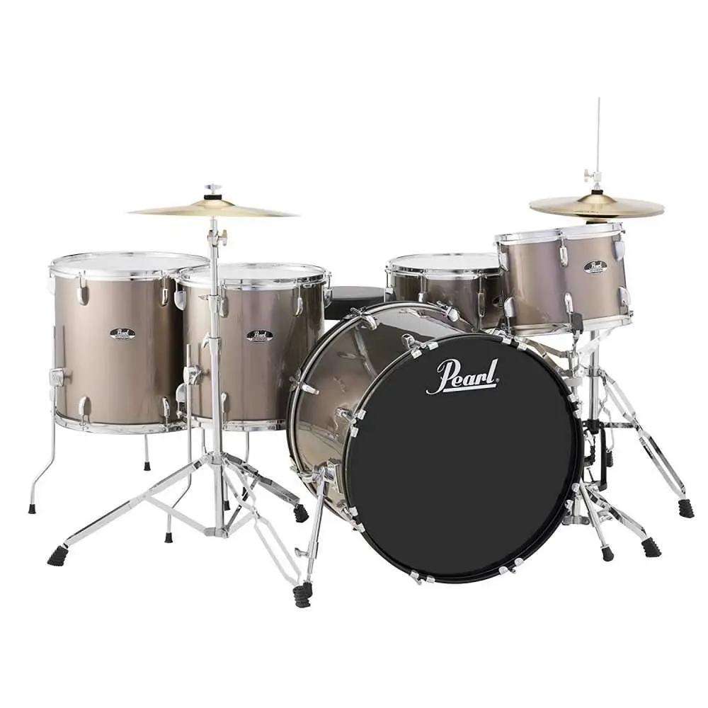 Bateria Pearl Roadshow 5 Cuerpos con Fierros y Platillos Bronze Metallic