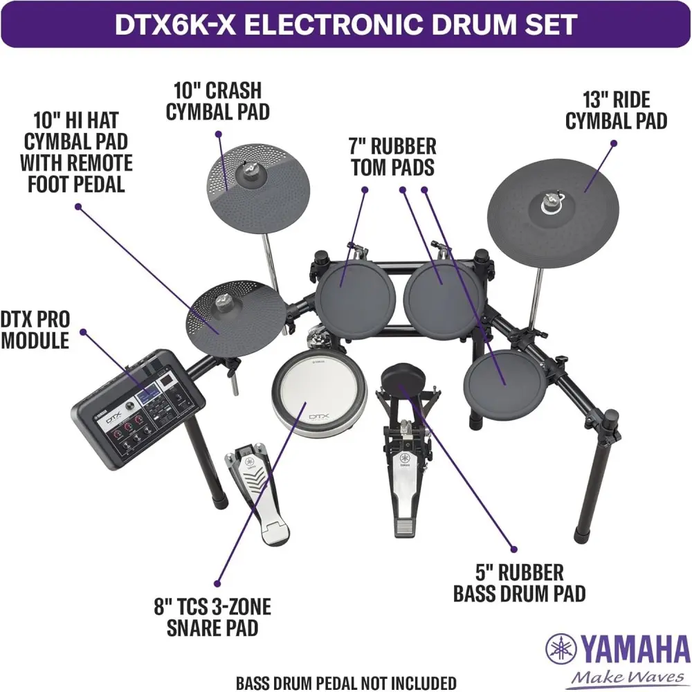 Bateria Electronica Yamaha DTX6K-X 5 Cuerpos Redoblante Tripe Zona