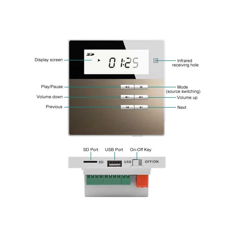 Kit Parlantes de Techo 4" Yamaha y Potencia Digital Con USB SD y Bluetooth