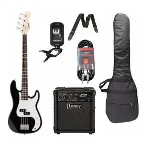 Pack Bajo Eléctrico Leonard Precision 4 Cuerdas Negro + Amplificador + Accesorios