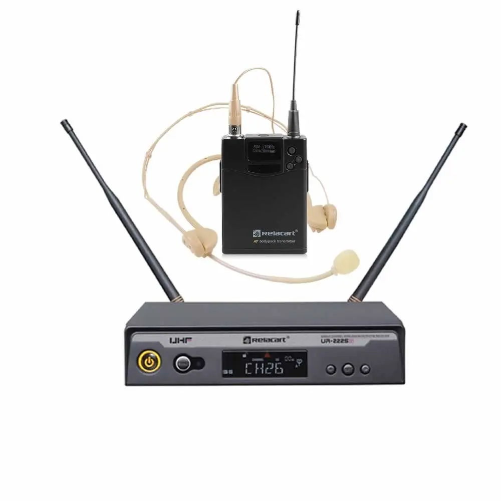Sistema Inalambrico Relacart UR22S con Body Pack Vincha y Microfono Shure Corbatero