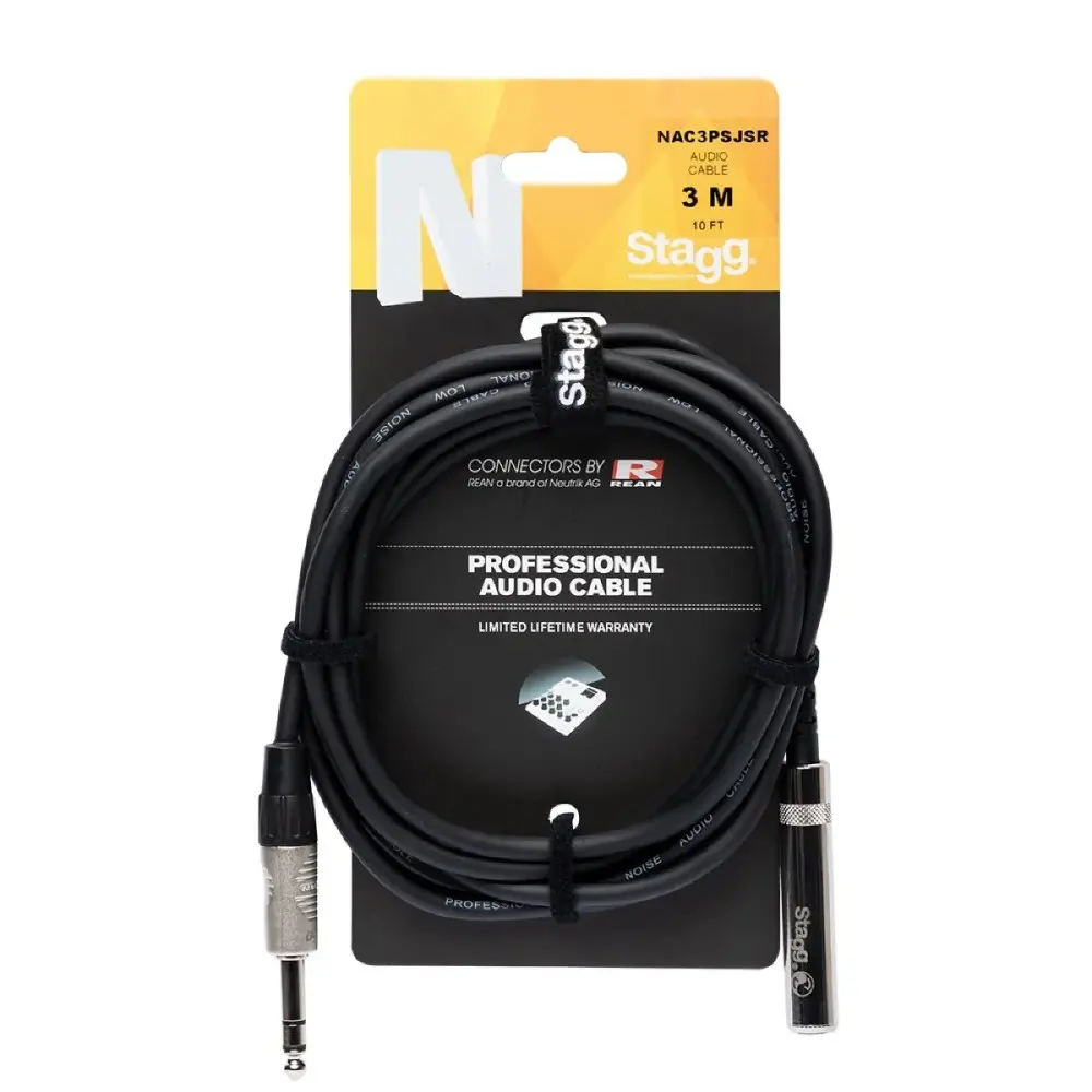 Cable Plug Stereo Prolongador 3 Metros Stagg NAC3PSJSR