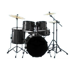 Bateria 5 Cuerpos Bombo 22 Fierros + Platillos Thunder Negra