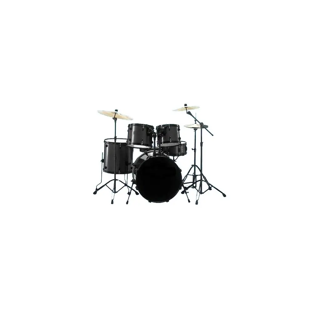 Bateria 5 Cuerpos Bombo 22 Fierros + Platillos Negro Thunder JBP0901-BK THU