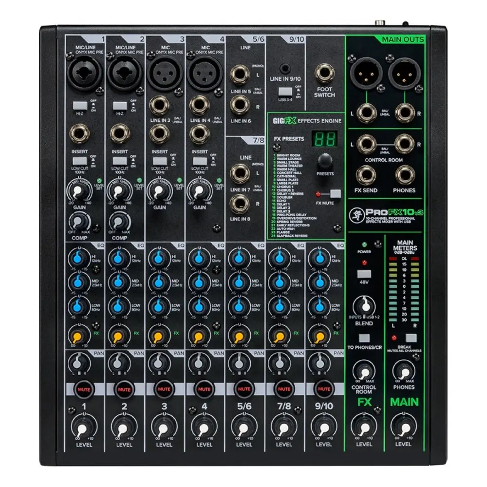 Mixer 10 Canales Mackie Profx30v3 Usb y Efectos