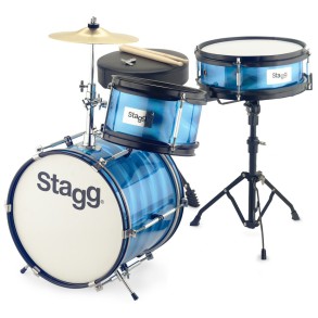 Bateria Para Niños Stagg 3 Cuerpos 12" Platillos Banqueta y Palillos Color Azul