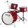 Bateria Para Niños Stagg 3 Cuerpos 16" Platillos Banqueta y Palillos Color Rojo