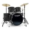 Bateria 5 Cuerpos Bombo 22 Fierros + Platillos Thunder Negra