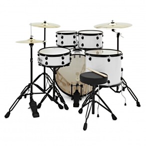 Bateria 5 Cuerpos Bombo 22 Fierros + Platillos Thunder Gris