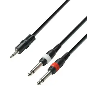 Cable Mini Plug stereo a 2 plug 6.3 mono de 3 Metros Adam Hall 3YWPP0300