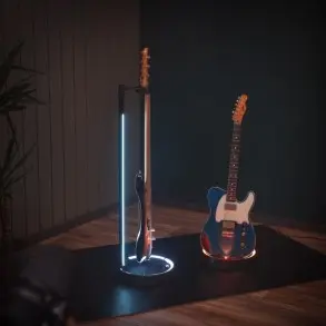 Soporte de Guitarra o bajo universal con Luz Led Gravity GSLS01NHB con cuello y cierre automatico