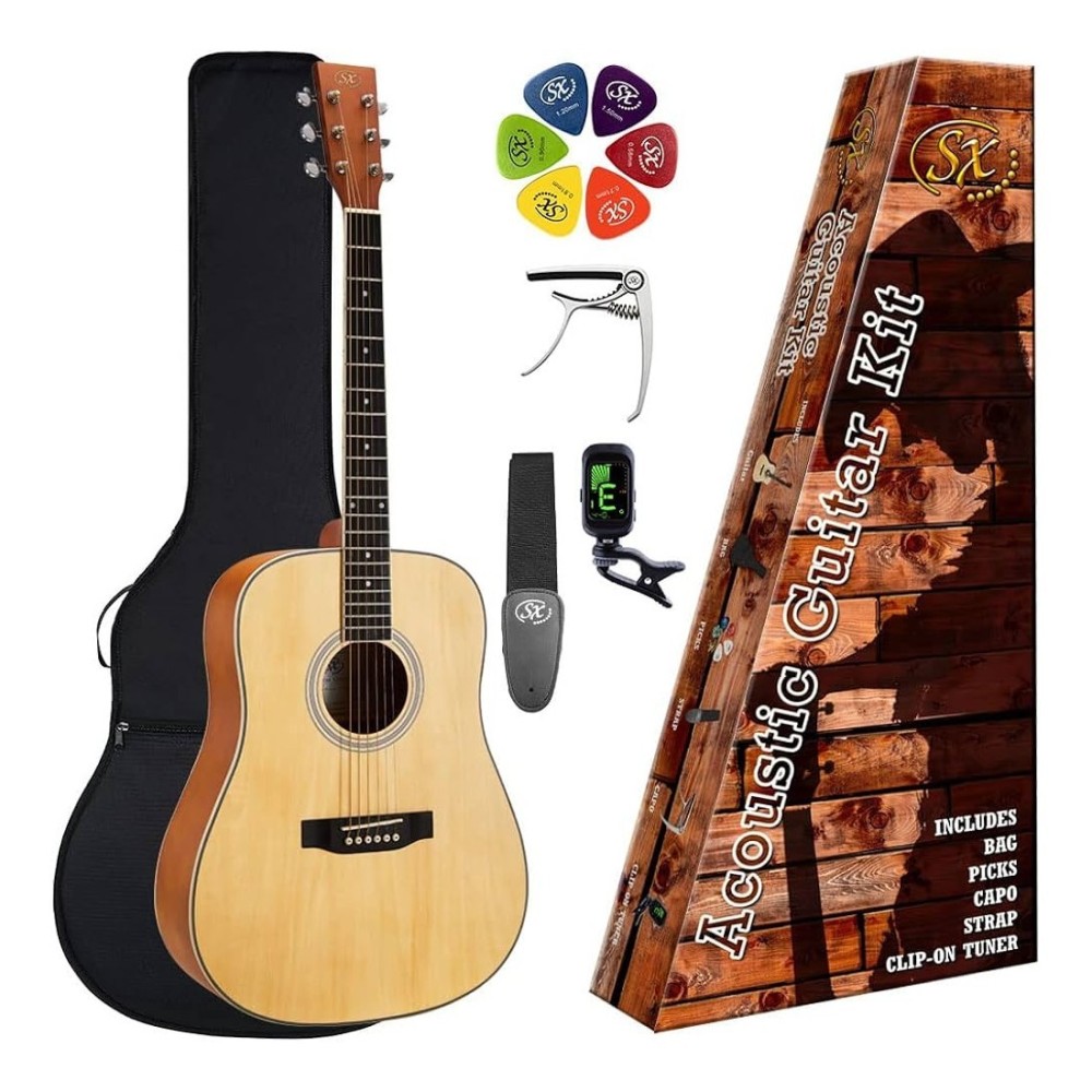 Pack Guitarra Acustica SX SD104LK Color Natural
