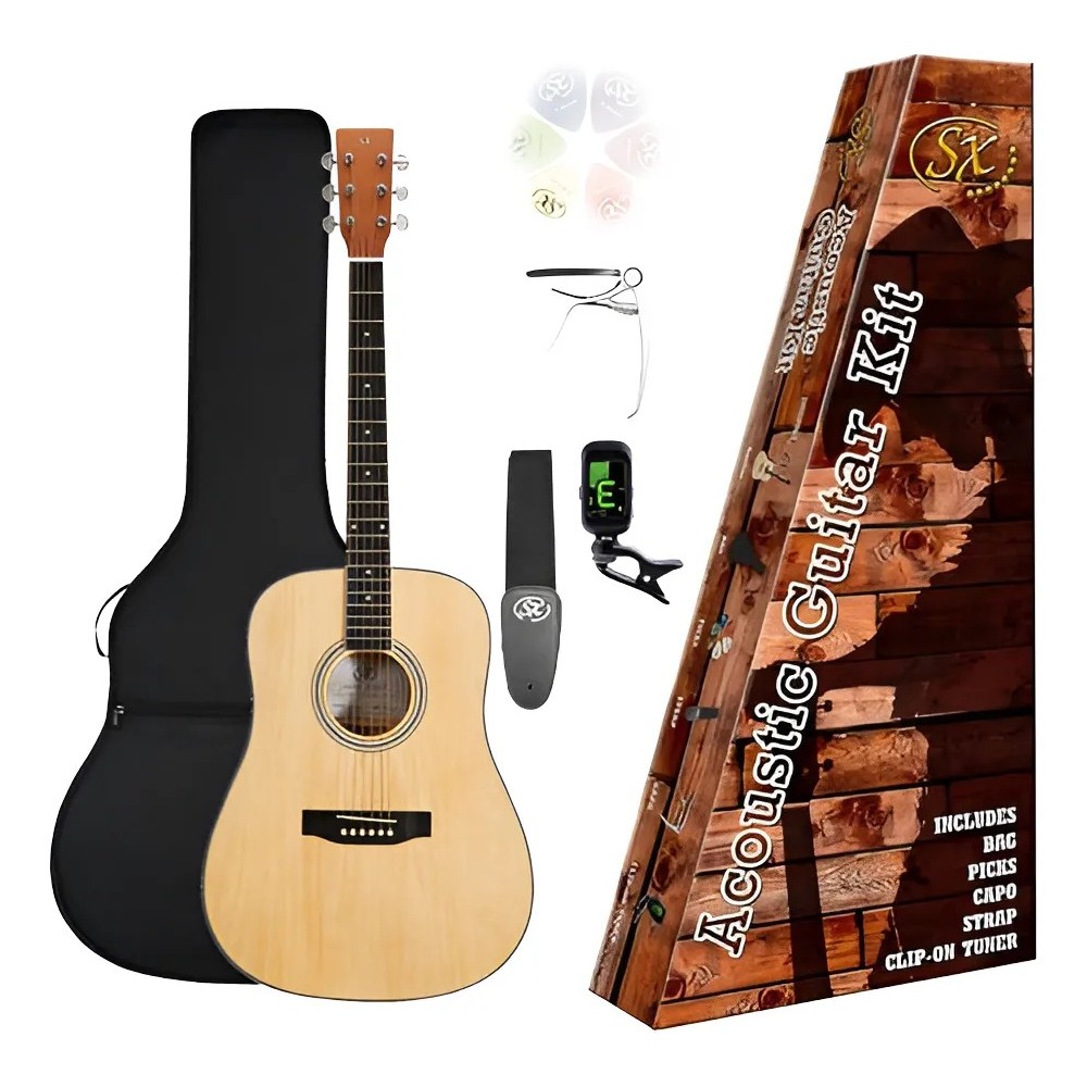 Pack Guitarra Acustica SX SD104LK Color Natural