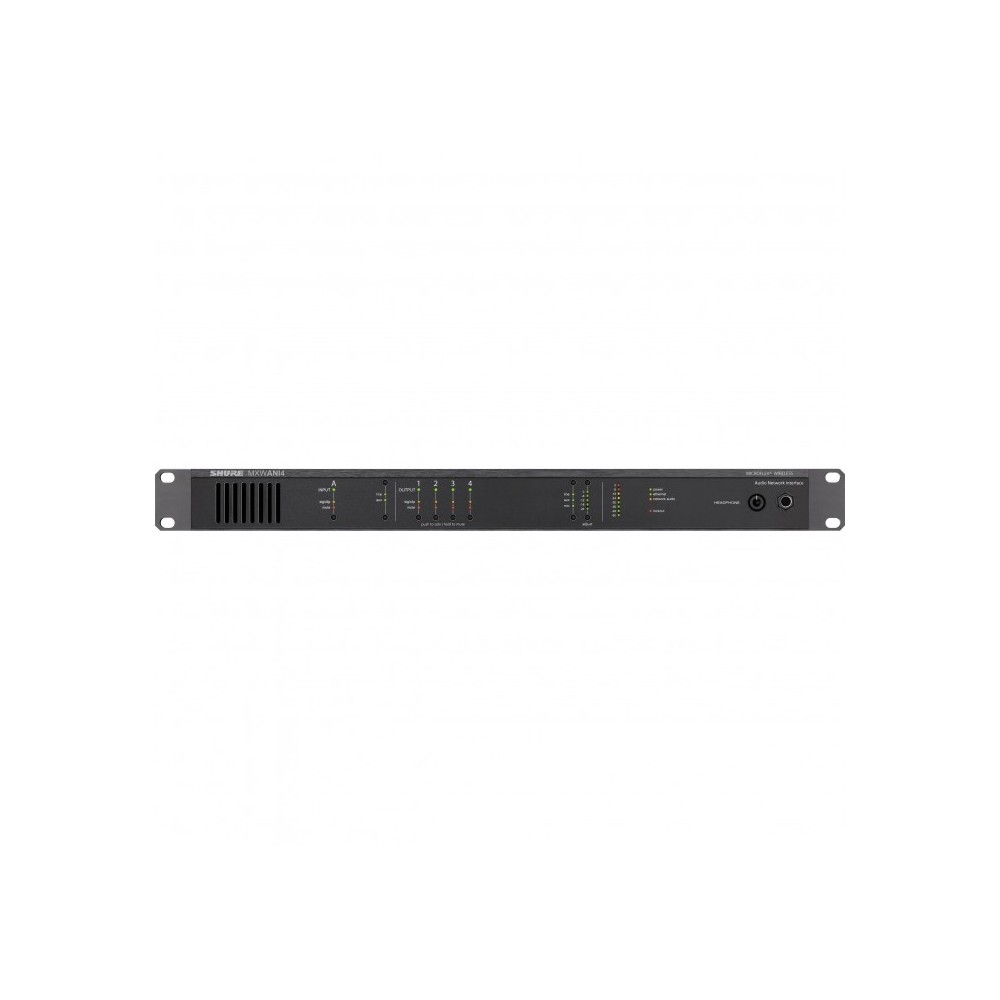 Interface de Audio Dante 4 Canales con Switch Shure MXWANI4-AR