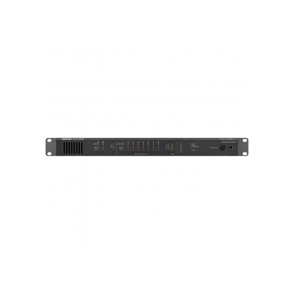 Interface de Audio Dante 8 Canales con Switch Shure MXWANI8-AR