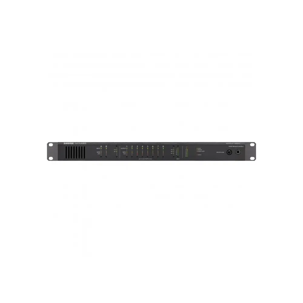 Interface de Audio Dante 8 Canales con Switch Shure MXWANI8-AR