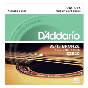 Encordado Guitarra Acustica Bronce Tension Media Daddario EZ920