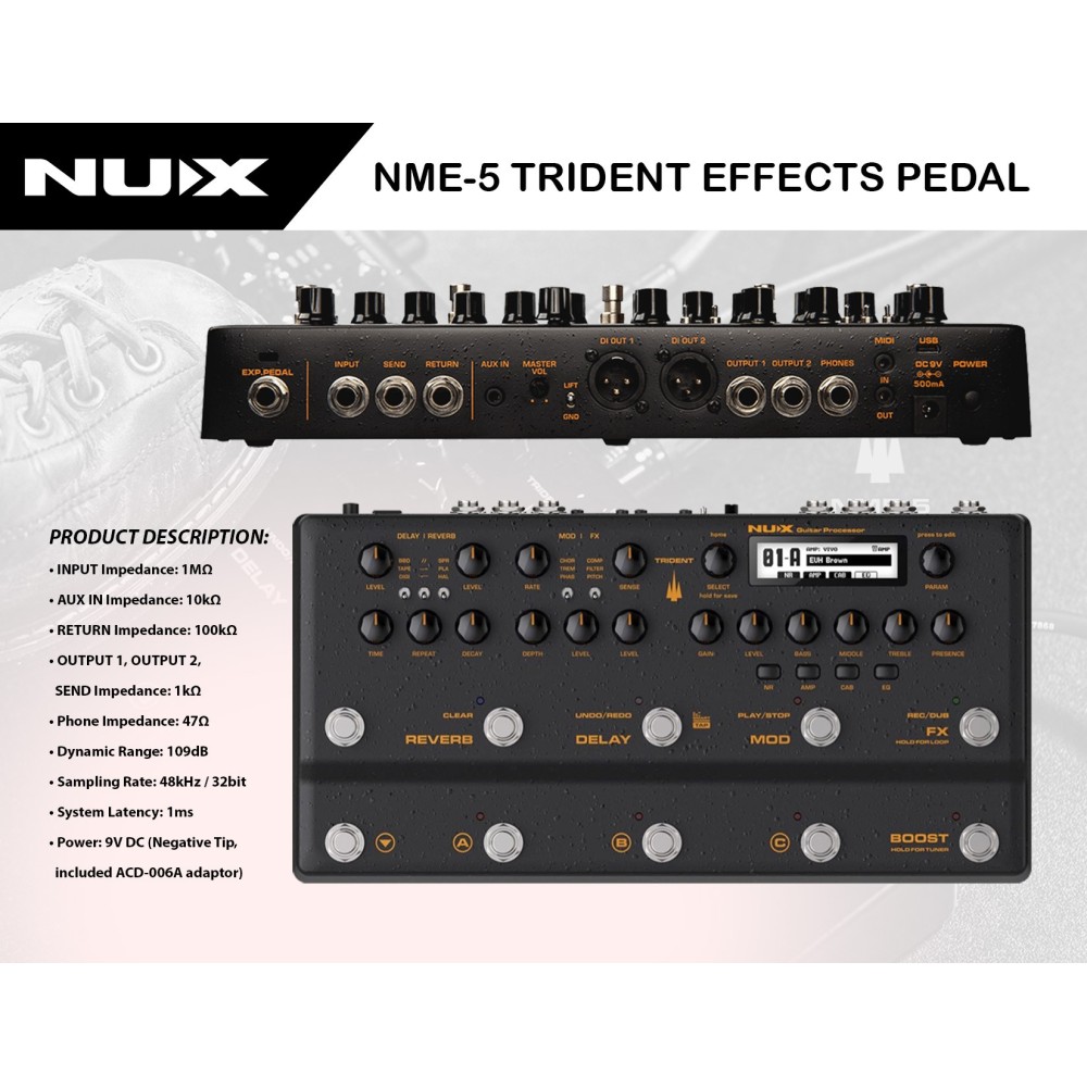 Pedalera Multiefecto Nux TRIDENT NME-5