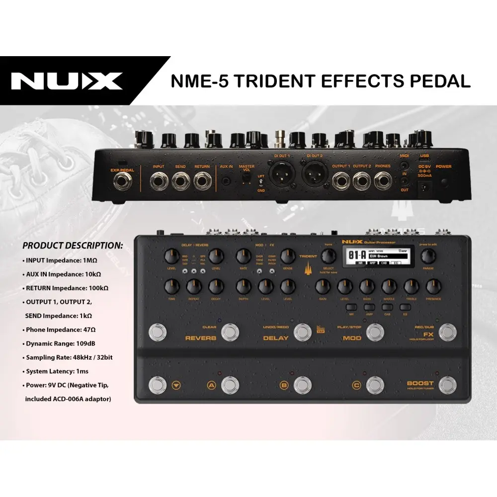 Pedalera Multiefecto Nux TRIDENT NME-5