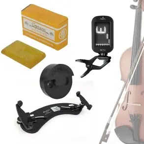 Pack Violin Soporte Hombrera Afinador Sordina Resonda Resina Natural
