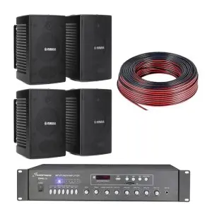 Kit Musica Funcional Parlantes Yamaha VS4 Exterior Potencia y Cables