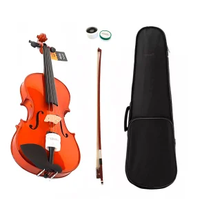 Violin 4/4 Tapa Maciza con Estuche y Accesorios Color Marron