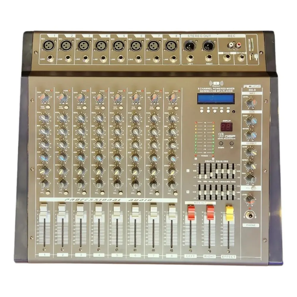 Mixer Potenciada 8 Canales Ross DX-8