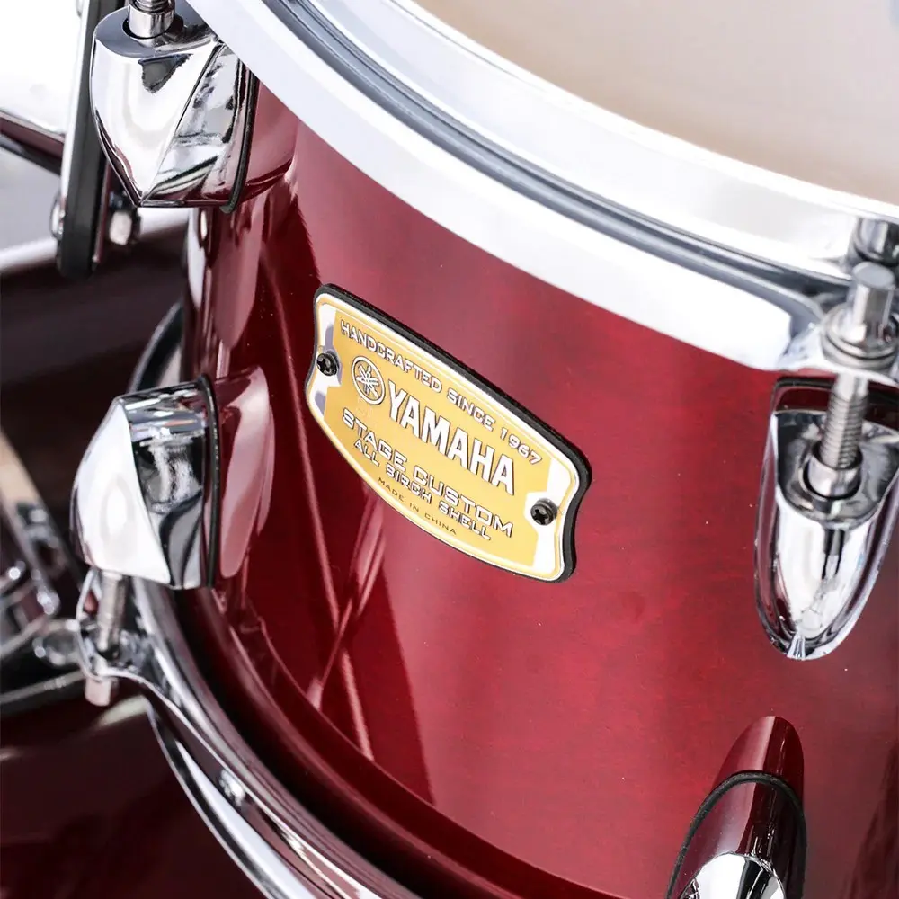 Bateria Yamaha Stage Custom Birch 5 Cuerpos Color Cranberry Red Bombo 22x17