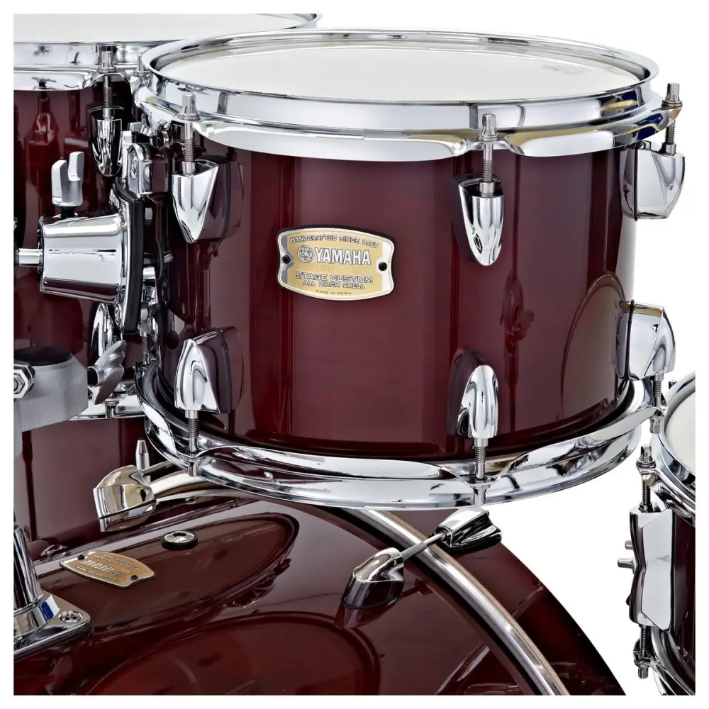 Bateria Yamaha Stage Custom Birch 5 Cuerpos Color Cranberry Red Bombo 22x17