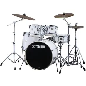 Bateria Yamaha Stage Custom Birch 5 Cuerpos Color Pure White Bombo 20x17